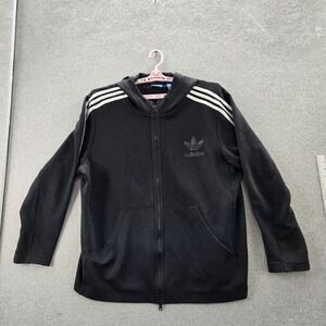Adidas Men Hoodie 2XL Black Trefoil Logo Zipper Long Sleeve